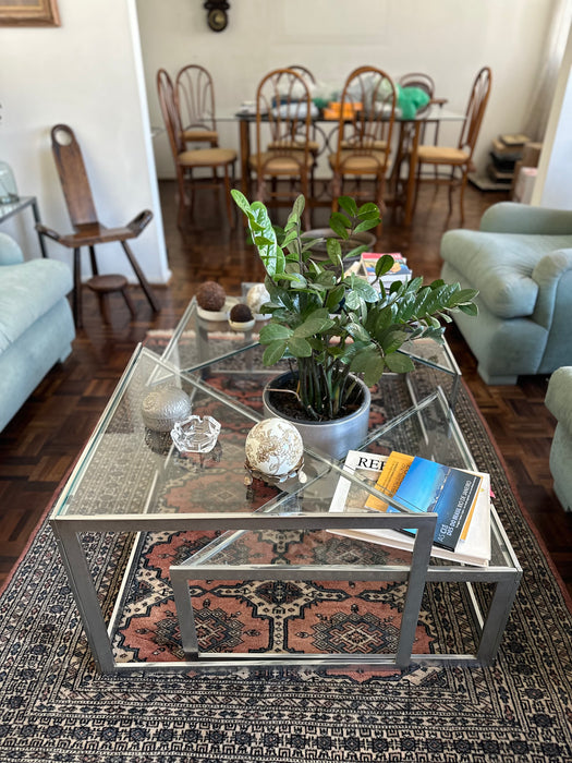 Mesa de Centro em Vidro e Aço