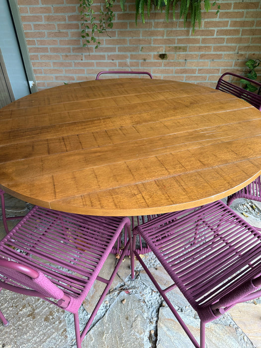 Mesa de Jantar "Tropical" com  6 Cadeiras "Chá Verde" em Corda Náutica - Líder Interiores