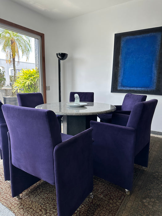 Conjunto com 6 Cadeiras em Veludo Roxo