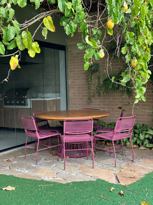 Mesa de Jantar "Tropical" com  6 Cadeiras "Chá Verde" em Corda Náutica - Líder Interiores