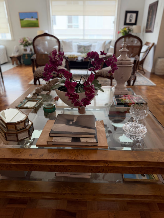Mesa de Centro em Rádica com Tampo de Vidro - Claridge House