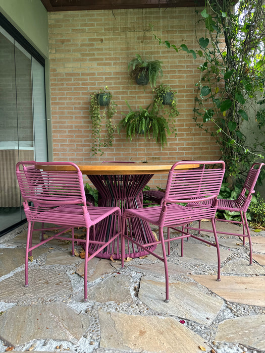 Mesa de Jantar "Tropical" com  6 Cadeiras "Chá Verde" em Corda Náutica - Líder Interiores