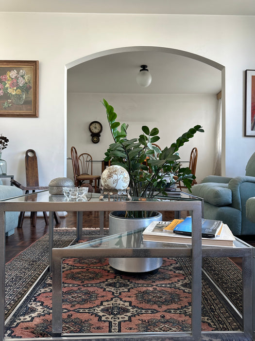 Mesa de Centro em Vidro e Aço