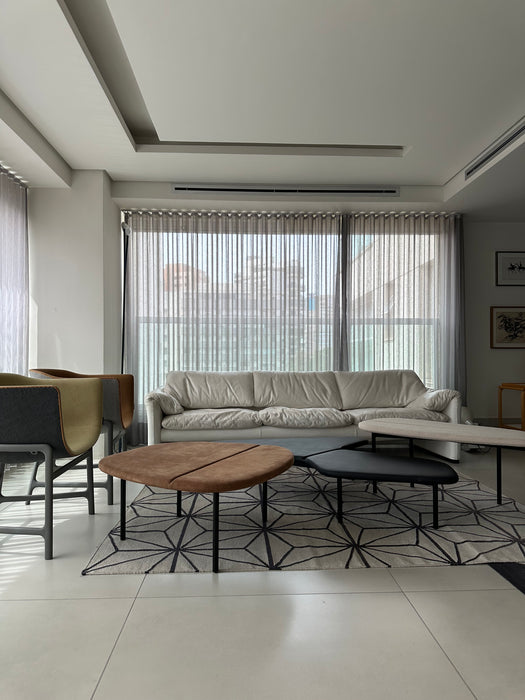 Conjunto de mesa|banco "Z" (3 peças em camurça e couro) - Estúdio Bola