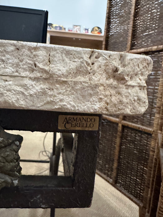 Mesa de Ferro com Tampo em Mármore - Armando Cerello