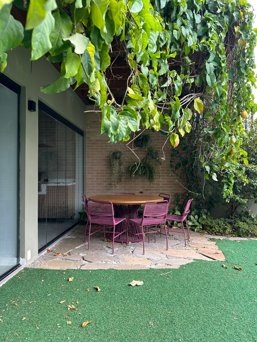 Mesa de Jantar "Tropical" com  6 Cadeiras "Chá Verde" em Corda Náutica - Líder Interiores