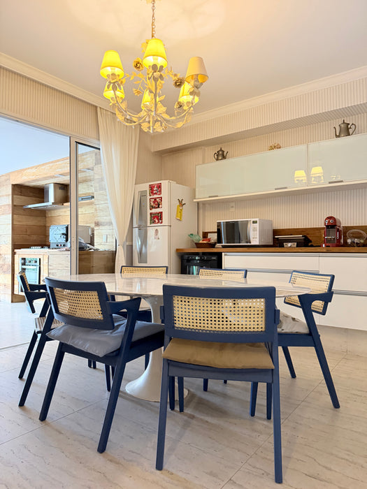 Conjunto com 6 Cadeiras Azuis em Palhinha