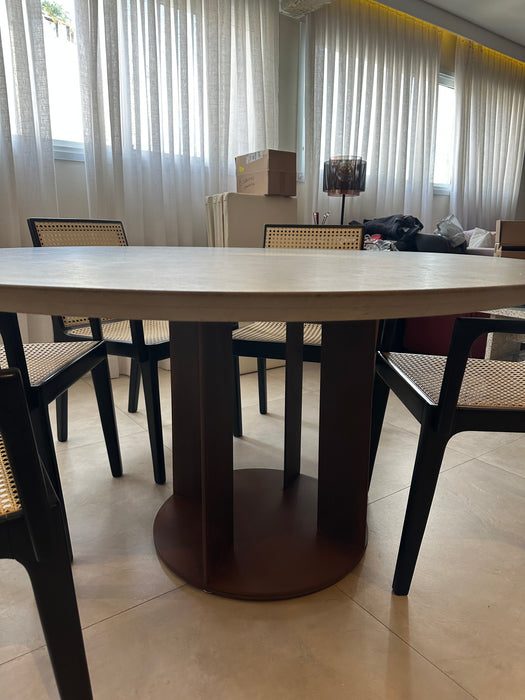 Mesa de Jantar com Tampo em Limestone Baiteg e Base em Corten - Silvio Romero para  Dpot (base) e  Potenza Mármores (tampo)