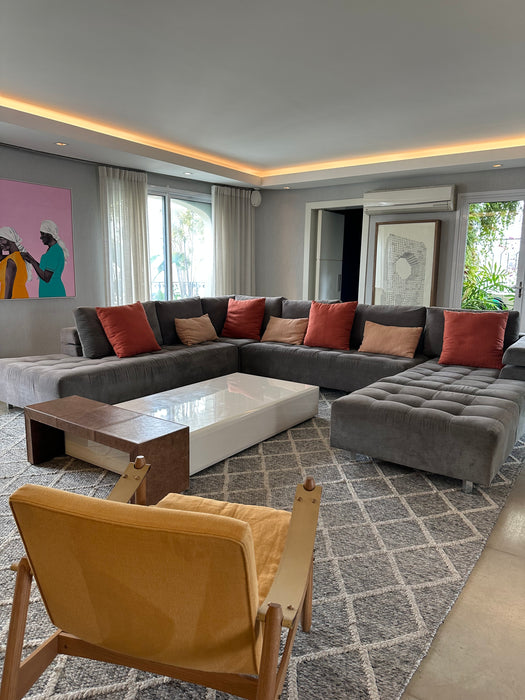 Mesa/ Banco em Couro de Croco com Rodízios