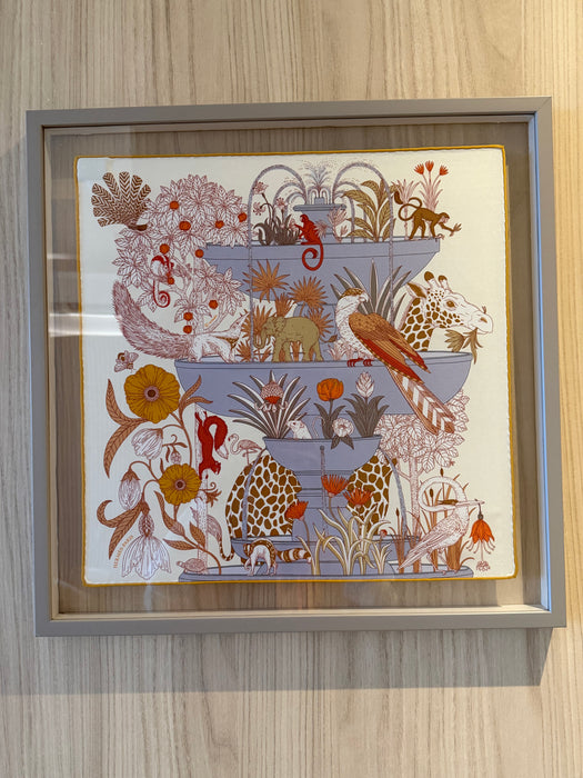 Quadro com Lenço Branco de Seda Hermès – Hermès Paris