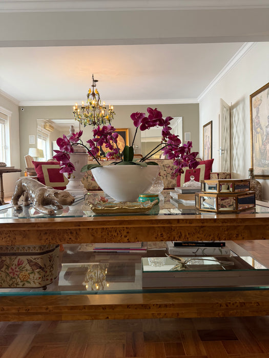 Mesa de Centro em Rádica com Tampo de Vidro - Claridge House