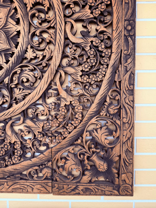 Painel Mandala em Madeira Entalhada