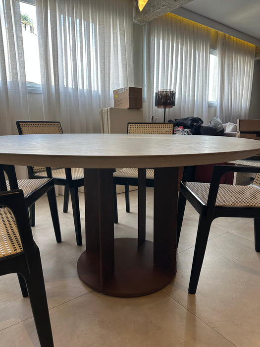 Mesa de Jantar com Tampo em Limestone Baiteg e Base em Corten - Silvio Romero para  Dpot (base) e  Potenza Mármores (tampo)