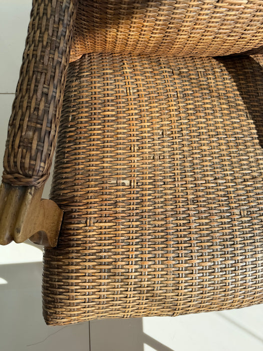 Par de Poltronas em Fibra Natural e Madeira