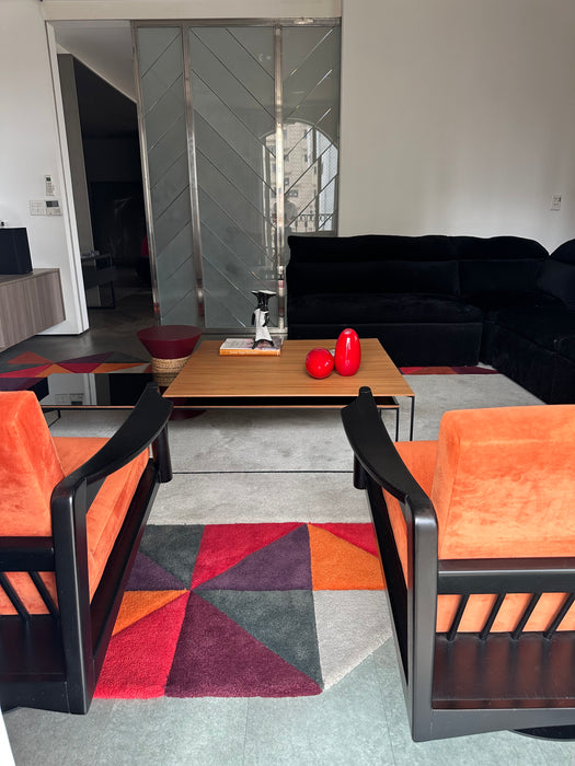 Par de Mesas de Centro “Mezanino” em Madeira e Espelhada – ,Ovo