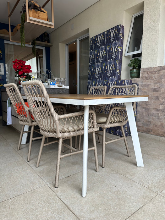 Conjunto Outdoor com Mesa de Jantar e 4 cadeiras em Corda Náutica - Ital Móveis