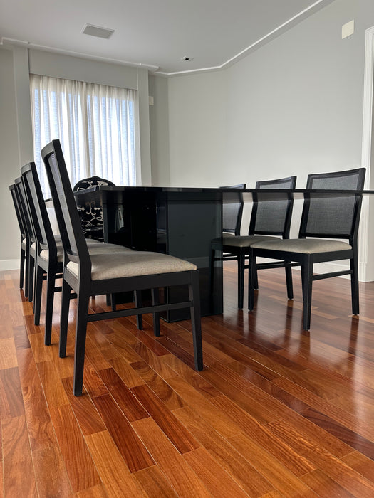 Mesa de Jantar Preta em Laca e Vidro
