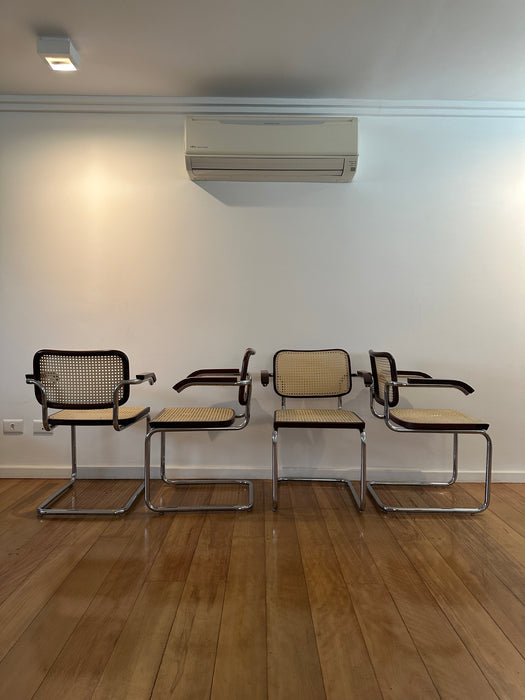 Conjunto com 4 Cadeiras "Cesca" com braço - Marcel Breuer para Forma