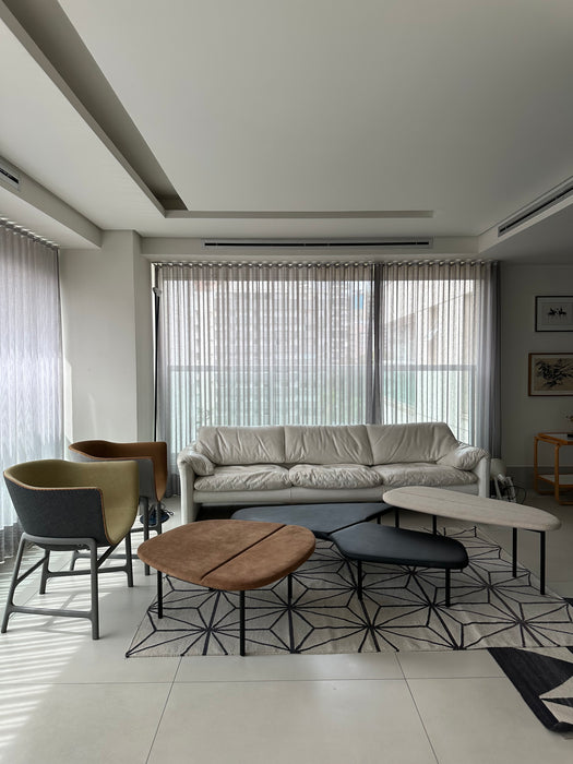 Conjunto de mesa|banco "Z" (3 peças em camurça e couro) - Estúdio Bola