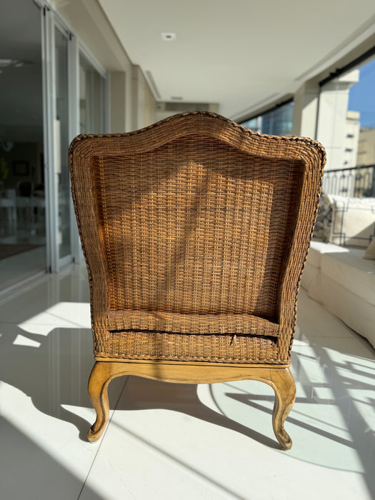 Par de Poltronas em Fibra Natural e Madeira
