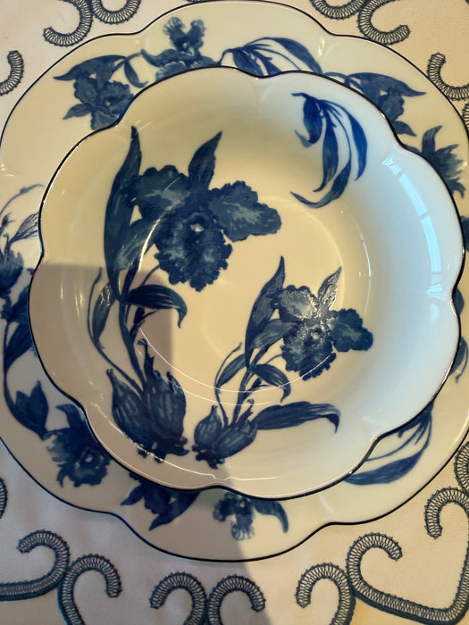 Conjunto com 2 Jogos de Mesa Coleção Casa das Orquídeas Limoges France (Prato, Bowl e Jogo Americano em Linho) – Tânia Bulhões