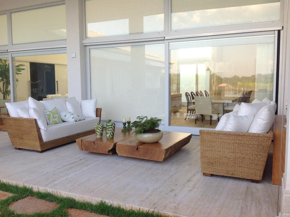 Par de Sofás (3 e 2 Lugares) Outdoor em Fibra Natural (almofadas decorativas inclusas) - Casual Móveis