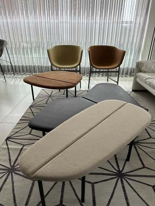 Conjunto de mesa|banco "Z" (3 peças em camurça e couro) - Estúdio Bola