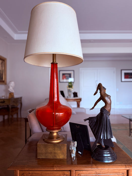 Abajour Vintage de Murano com Base em Bronze