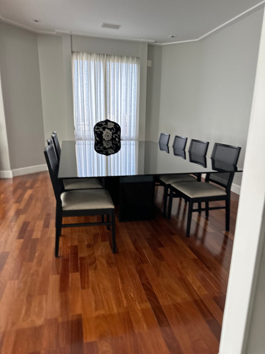 Mesa de Jantar Preta em Laca e Vidro