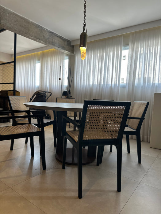 Mesa de Jantar com Tampo em Limestone Baiteg e Base em Corten - Silvio Romero para  Dpot (base) e  Potenza Mármores (tampo)