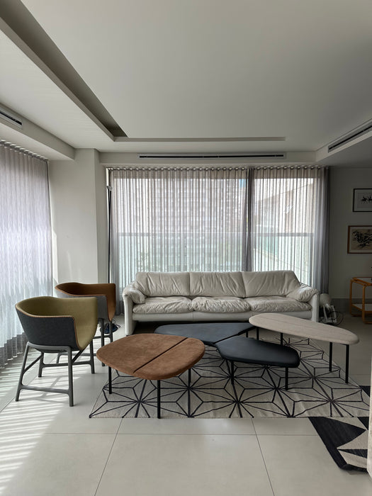 Conjunto de mesa|banco "Z" (3 peças em camurça e couro) - Estúdio Bola