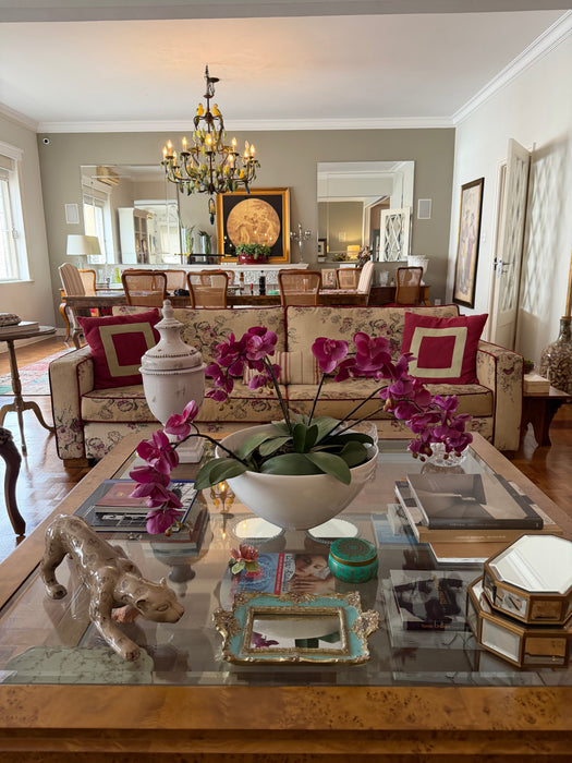 Mesa de Centro em Rádica com Tampo de Vidro - Claridge House