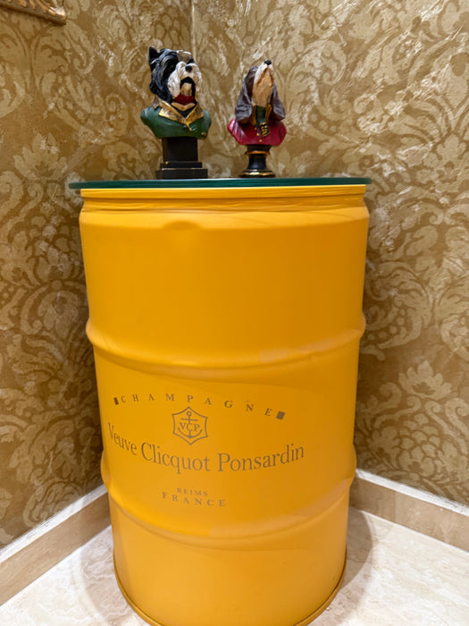 Mesa Tambor “Veuve Clicquot” com Tampo de Vidro