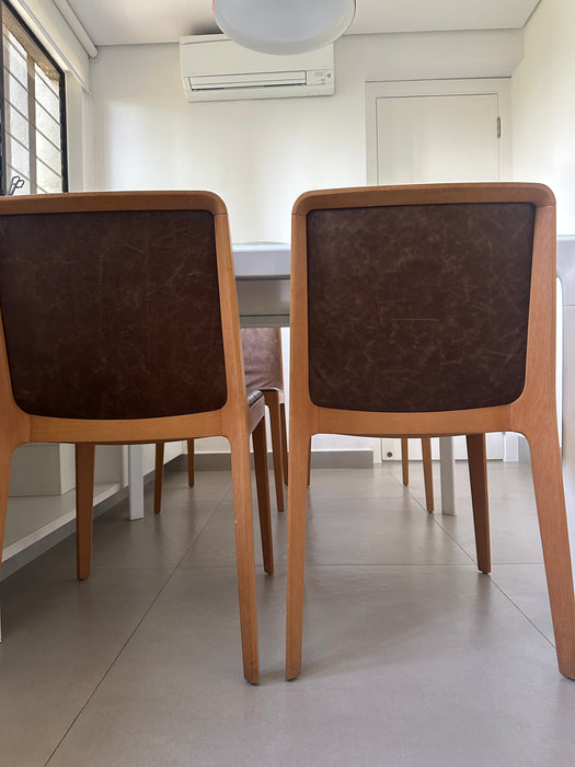Conjunto com 4 Cadeiras "Malha" em Couro - Jader Almeida