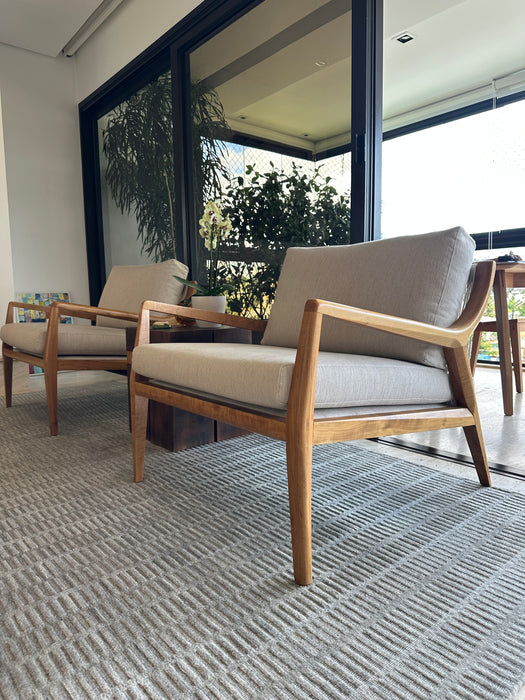 Par de Poltronas "Cut" em Madeira Tauari e Corda Náutica – Tadeu Paisan