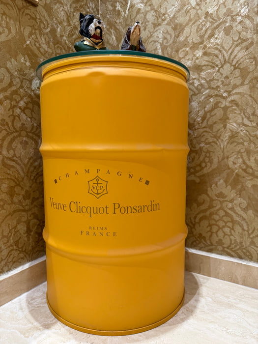 Mesa Tambor “Veuve Clicquot” com Tampo de Vidro