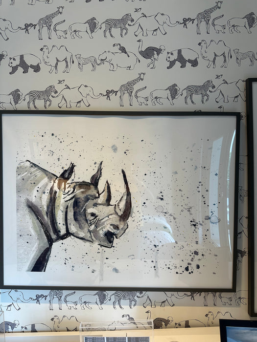 Quadro Decorativo Aquarela "Rinoceronte"