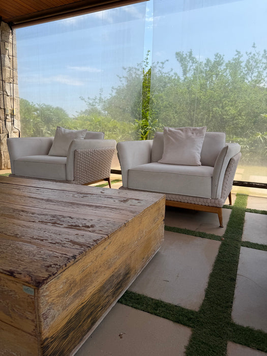 Conjunto Outdoor (1 sofá + 2 poltronas (sem braço) + 2 poltronas (com braços) - Dunelli