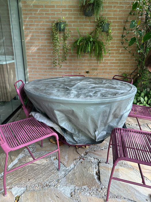 Mesa de Jantar "Tropical" com  6 Cadeiras "Chá Verde" em Corda Náutica - Líder Interiores