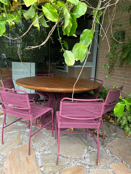 Mesa de Jantar "Tropical" com  6 Cadeiras "Chá Verde" em Corda Náutica - Líder Interiores