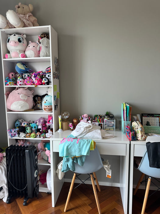 Quarto Infantil para 2 pessoas ( Inclui: 2 Camas Infantil (colchão Incluso) + Par de Mesas laterais + Par de Estantes + Par de Escrivaninhas)