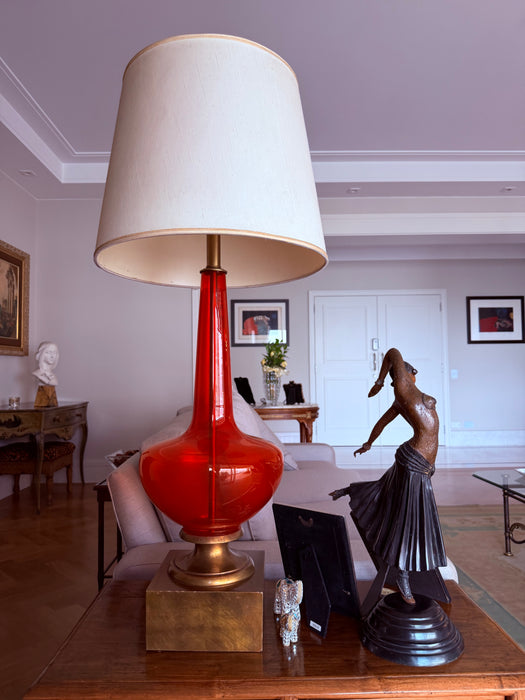 Abajour Vintage de Murano com Base em Bronze