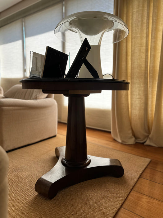 Mesa Lateral em Madeira com Tampo de Mármore