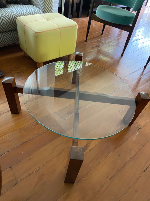 Mesa de Centro Vintage com Tampo de Vidro – Loja Teo