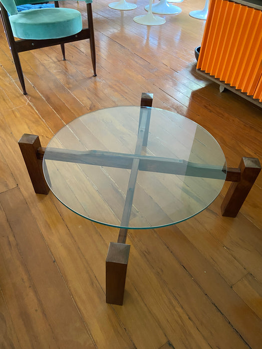 Mesa de Centro Vintage com Tampo de Vidro – Loja Teo