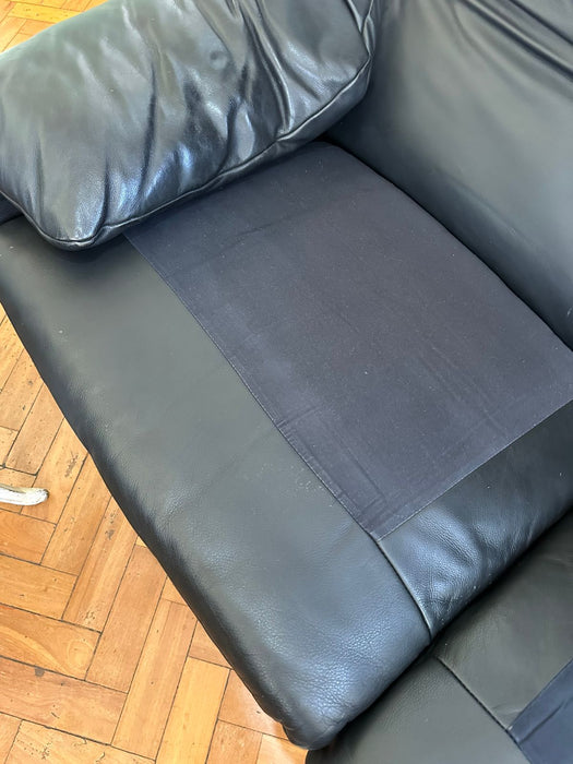 Sofá "Maralunga" de 3 Lugares em Couro Preto - Vico Magistretti para Cassina (produzido Probjeto)
