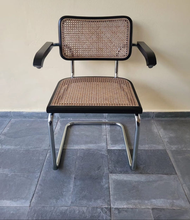 Conjunto com 6 Cadeiras “Cesca” Vintage com Braços – Marcel Breuer Made in Italy