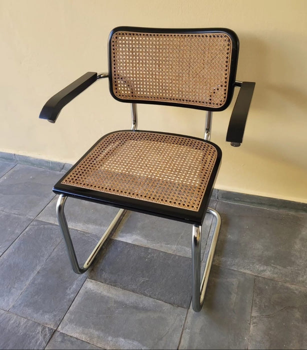 Conjunto com 6 Cadeiras “Cesca” Vintage com Braços – Marcel Breuer Made in Italy