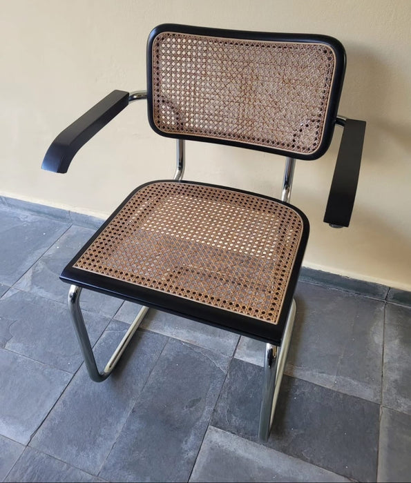 Conjunto com 6 Cadeiras “Cesca” Vintage com Braços – Marcel Breuer Made in Italy