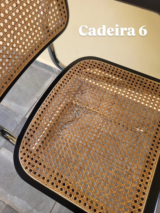 Conjunto com 6 Cadeiras “Cesca” Vintage com Braços – Marcel Breuer Made in Italy